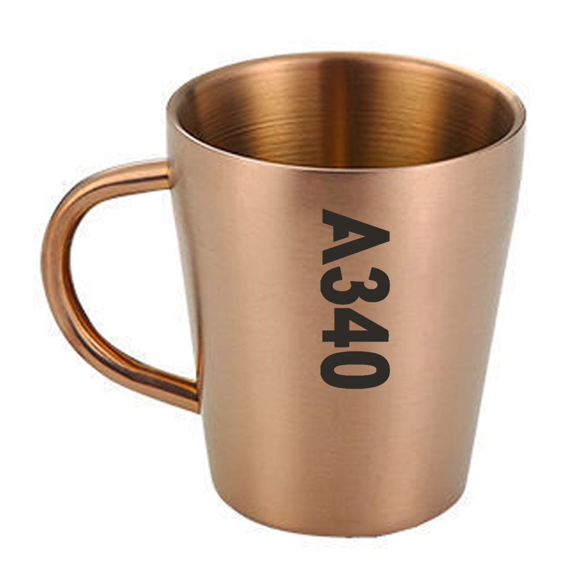 A340 Text Designed Stainless Steel Coffee Mugs