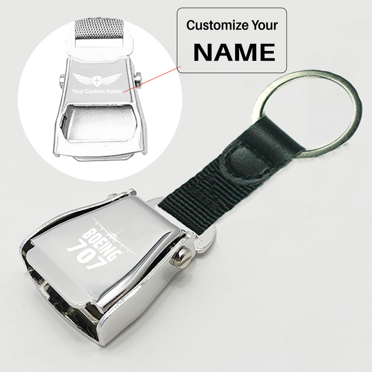 Boeing 707 & Plane Designed Airplane Seat Belt Key Chains