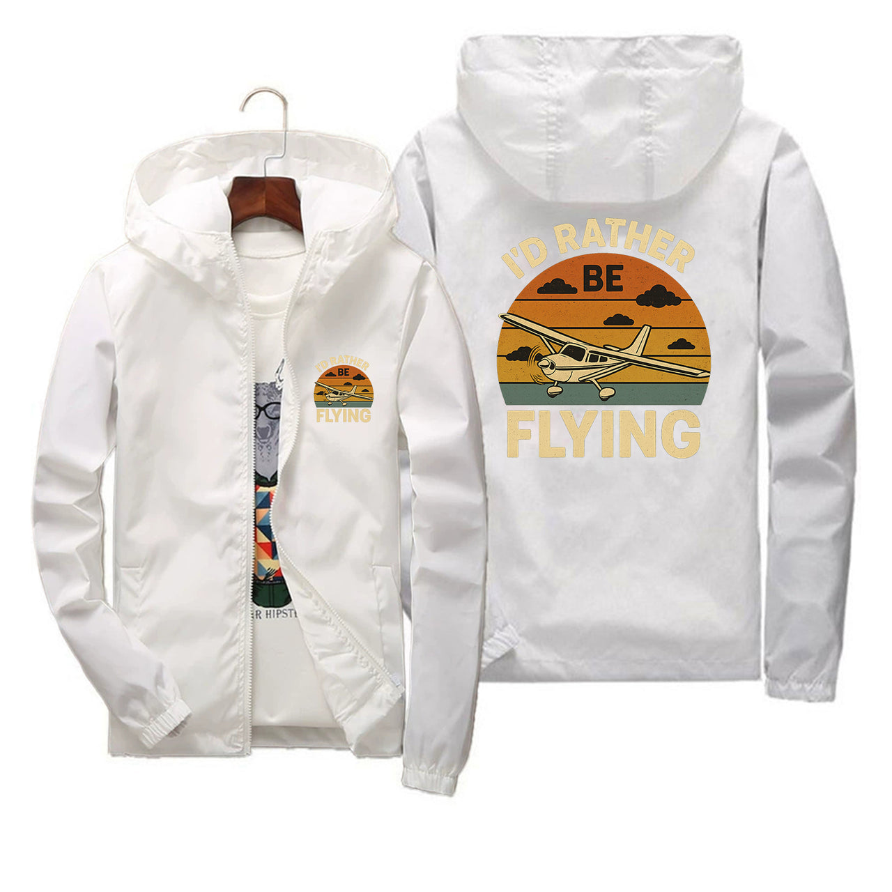 Retro I'D Rather Be Flying Designed Thin Windbreaker Jackets