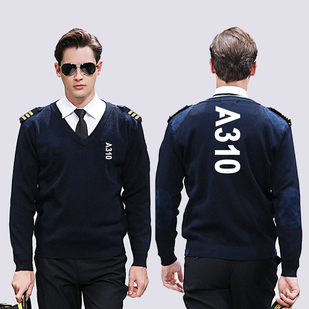 A310 Text Designed Wool Pilot Sweaters
