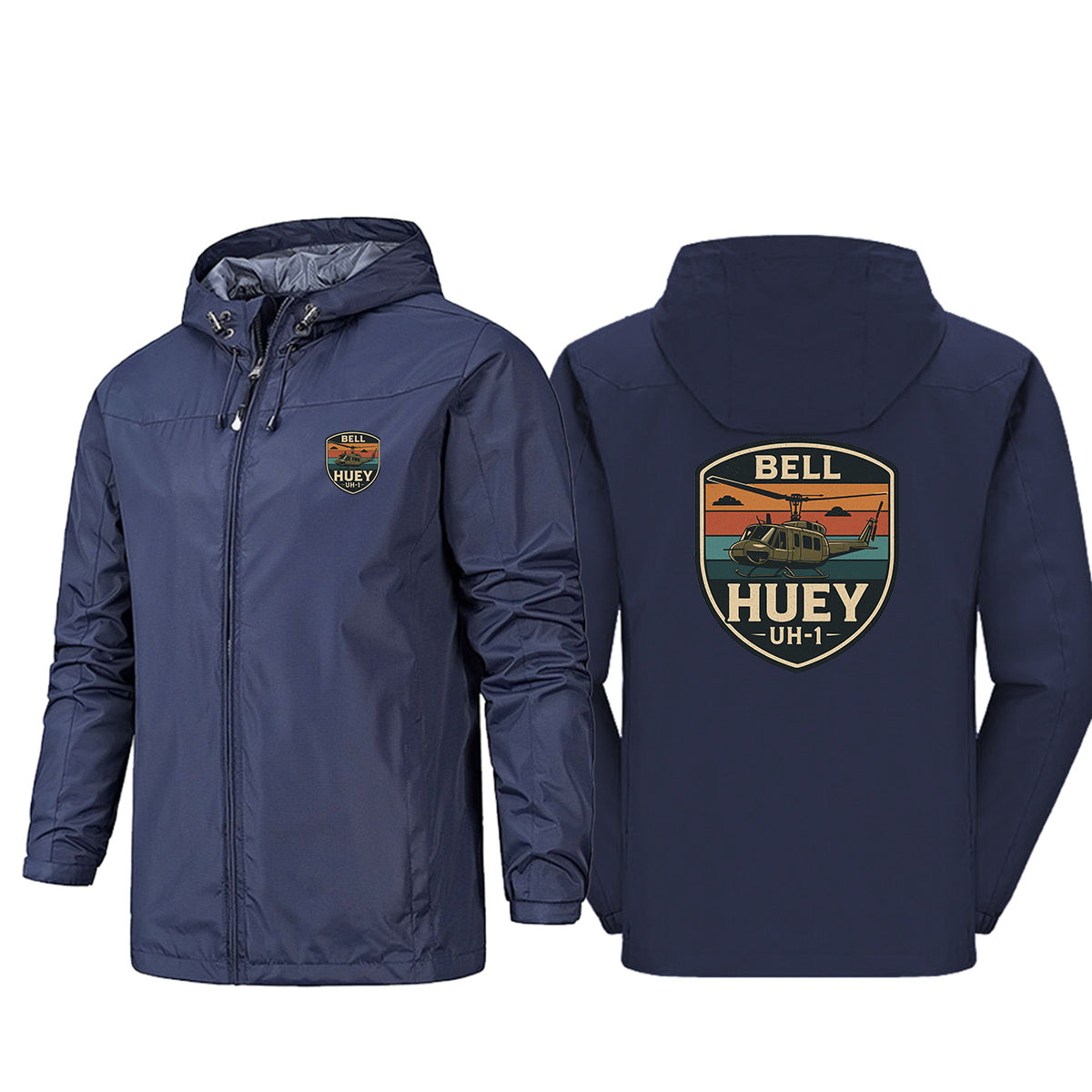 Retro BELL HUEY UH-1 Designed Rain Jackets & Windbreakers