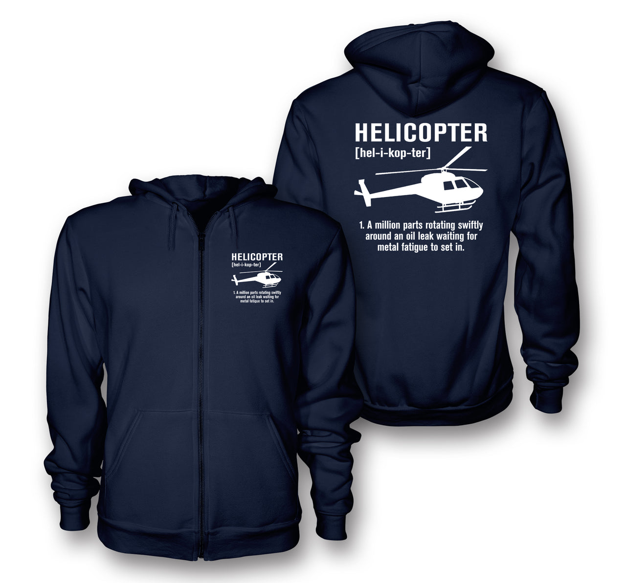 Helicopter [Noun] Designed Zipped Hoodies