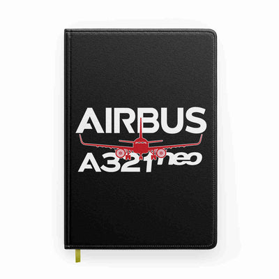 Amazing Airbus A321neo aviation design on premium hardcover notebook.