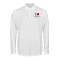Thumbnail for I Love Aviation Designed Long Sleeve Polo T-Shirts