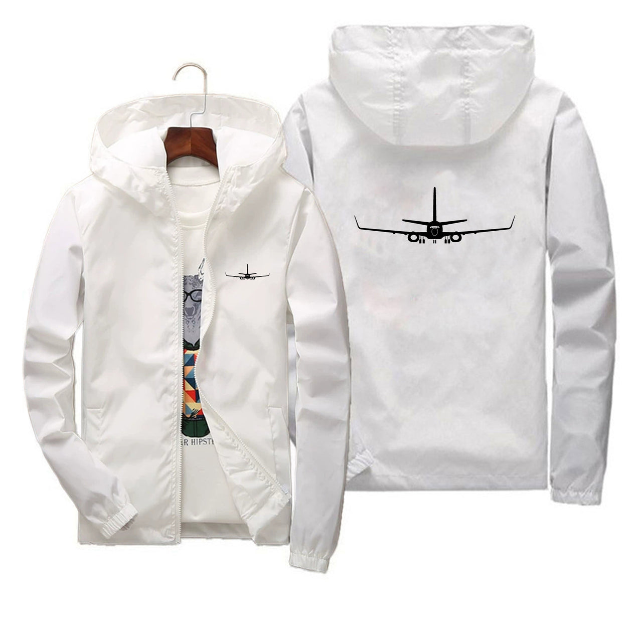 Boeing 737-800NG Silhouette Designed Thin Windbreaker Jackets