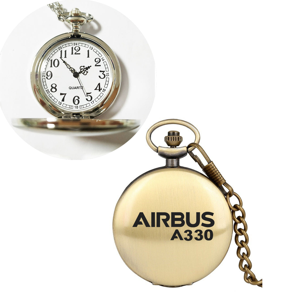 Airbus A330 & Text Designed Pocket Watches