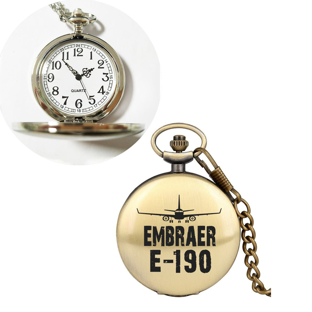 Embraer E-190 & Plane Designed Pocket Watches