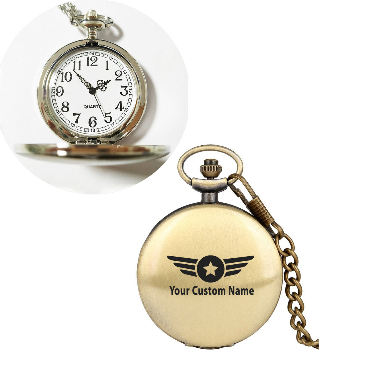 Custom Name (Badge 4) Designed Pocket Watches