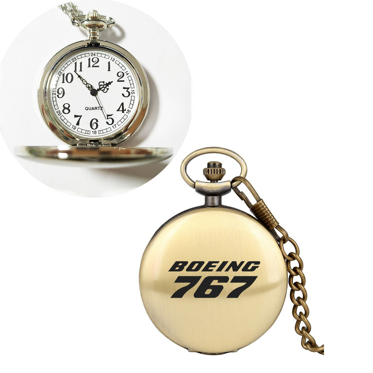 Boeing 767 & Text Designed Pocket Watches
