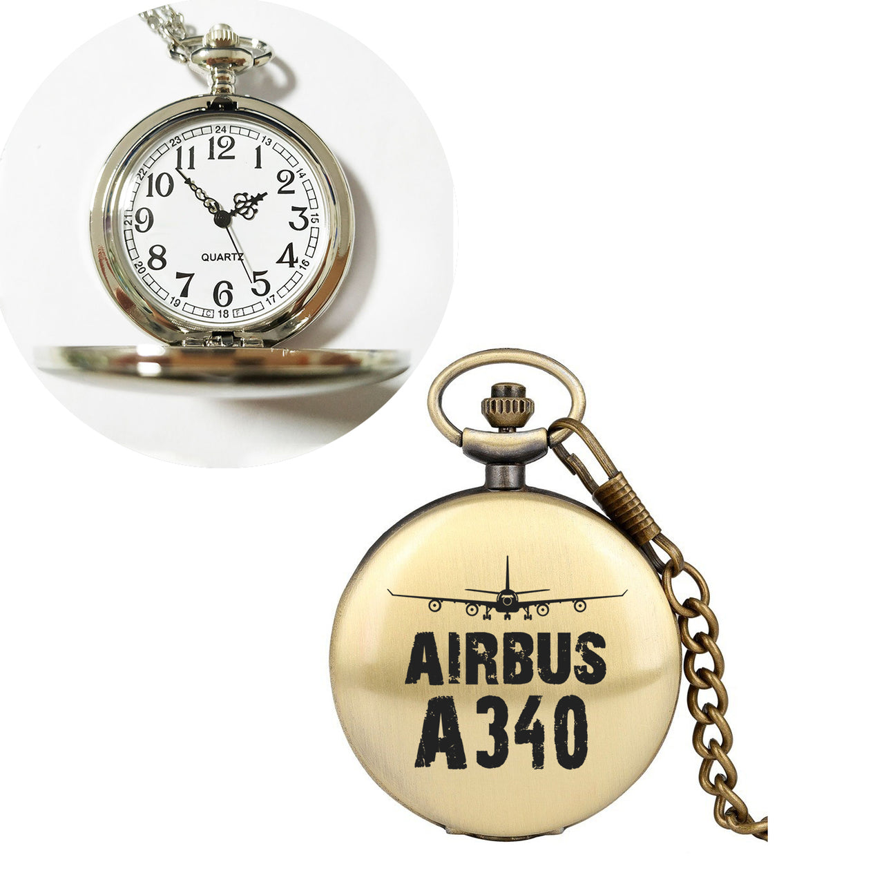 Airbus A340 & Plane Designed Pocket Watches
