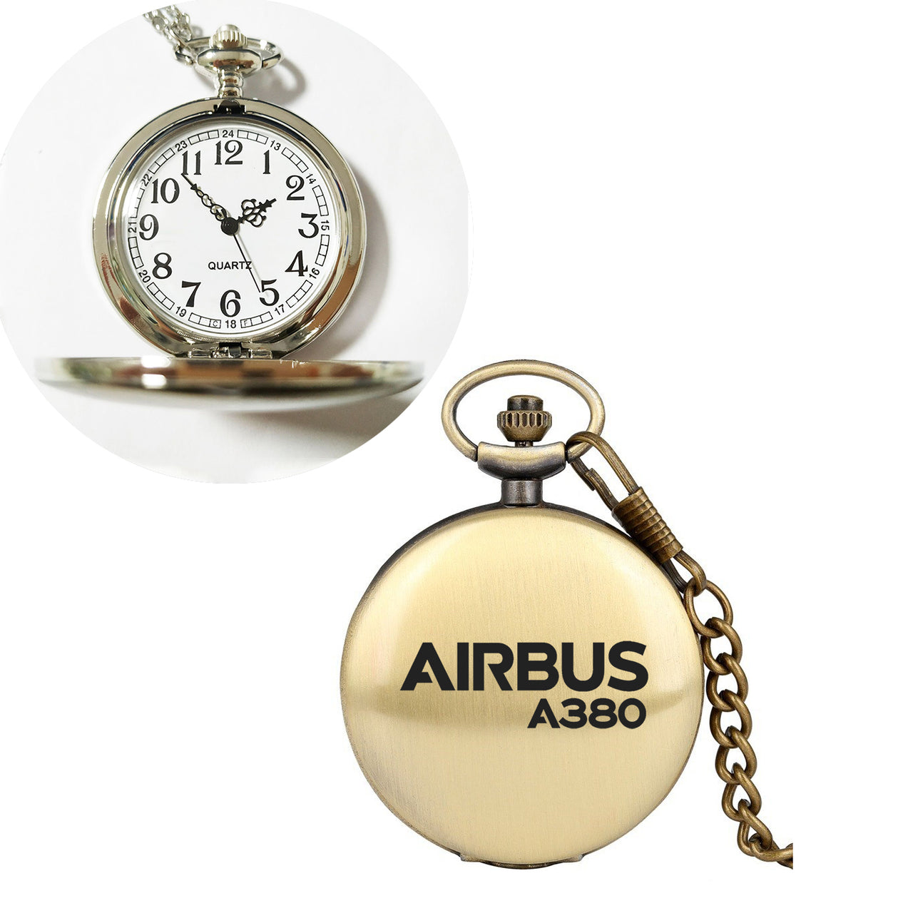 Airbus A380 & Text Designed Pocket Watches