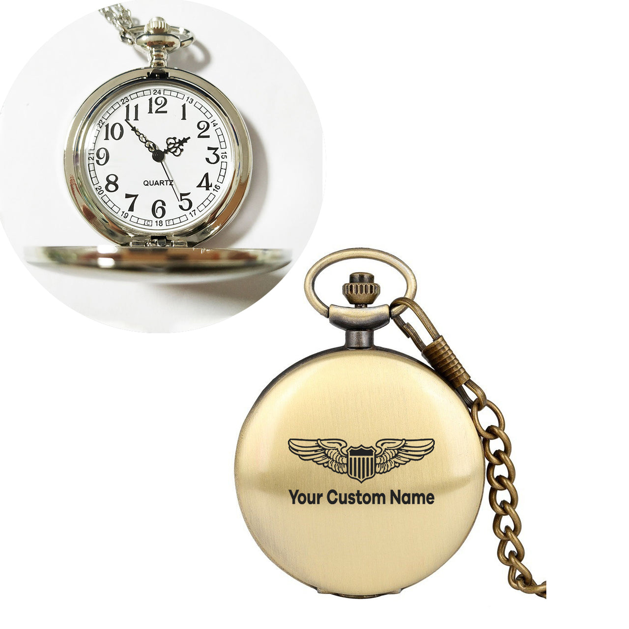 Custom Name (Military Badge) Designed Pocket Watches
