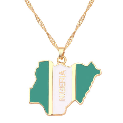Nigeria Map Flag Necklace