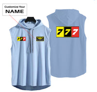 Thumbnail for Flat Colourful 777 Designed Hooded Tank Tops