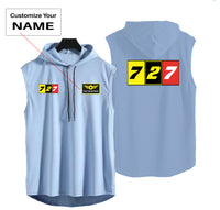 Thumbnail for Flat Colourful 727 Designed Hooded Tank Tops