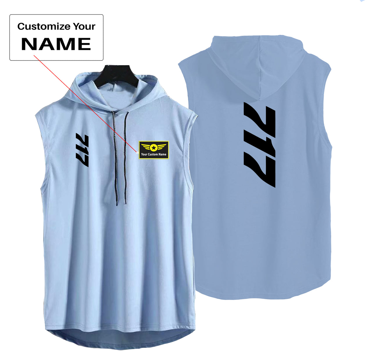 Boeing 717 Text Designed Hooded Tank Tops