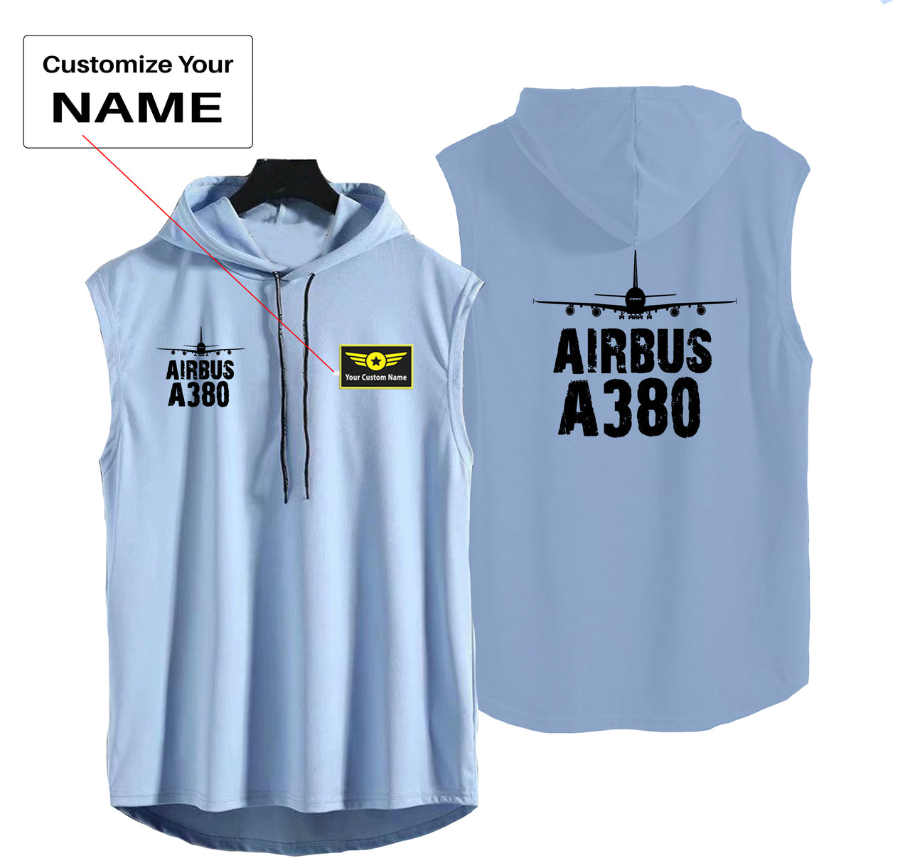 Airbus A380 & Plane Designed Hooded Tank Tops
