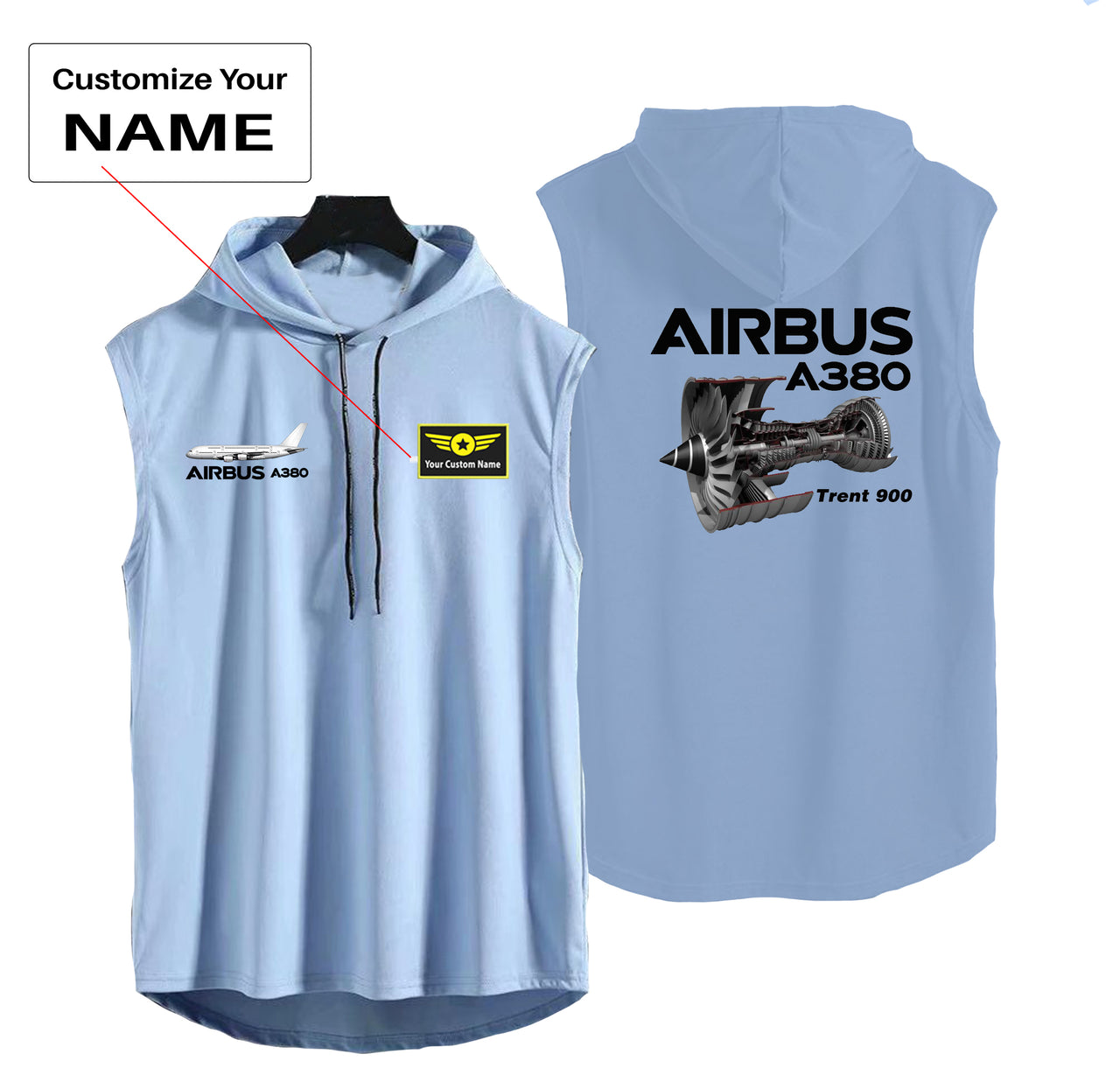 Airbus A380 & Trent 900 Engine Designed Hooded Tank Tops