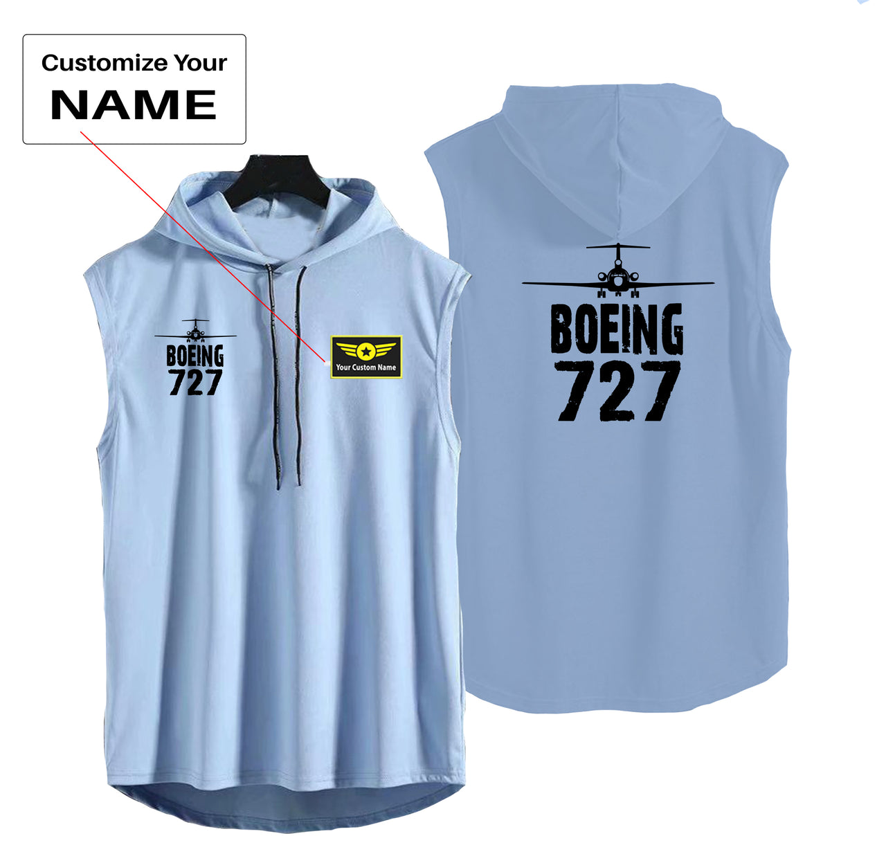 Boeing 727 & Plane Designed Hooded Tank Tops