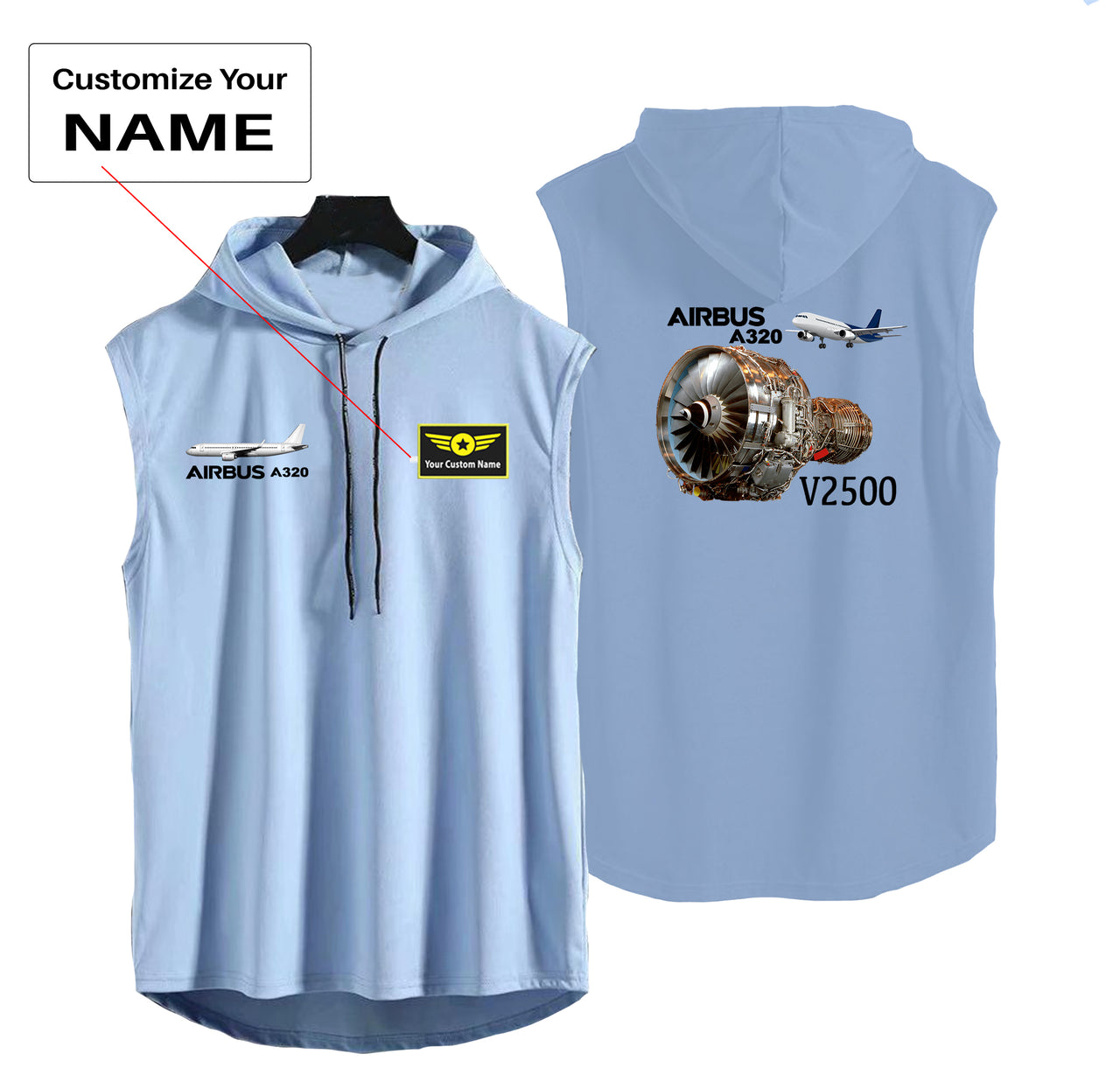 Airbus A320 & V2500 Engine Designed Hooded Tank Tops