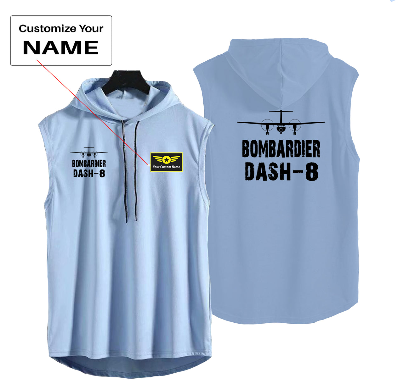 Bombardier Dash-8 & Plane Designed Hooded Tank Tops