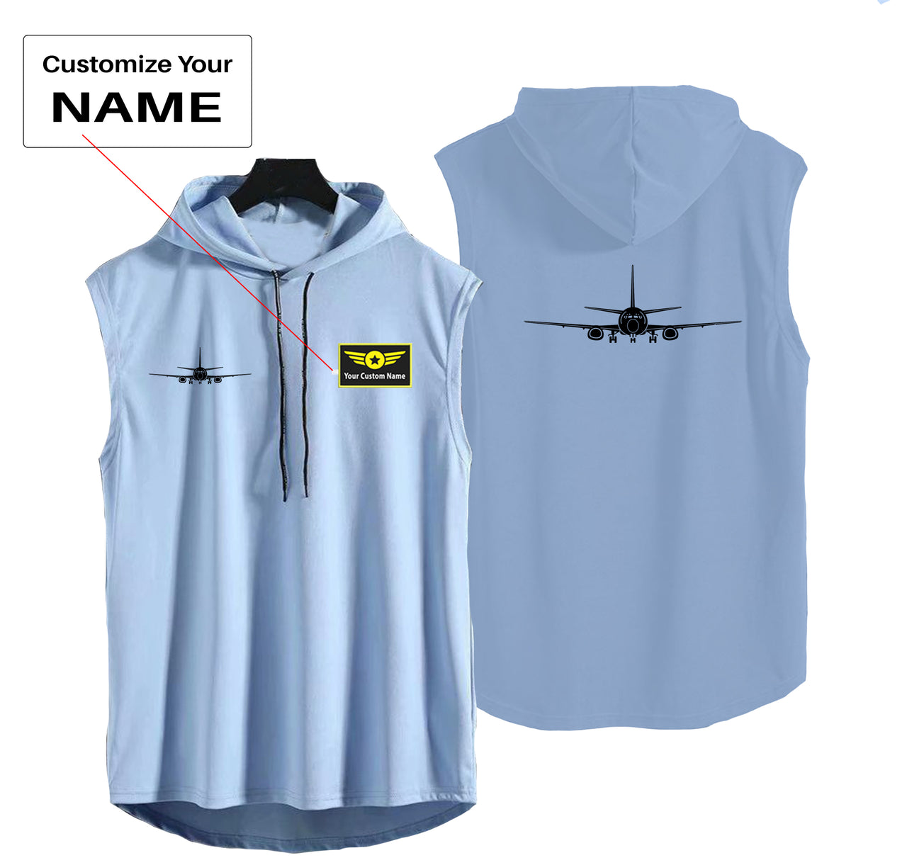 Boeing 737 Silhouette Designed Hooded Tank Tops
