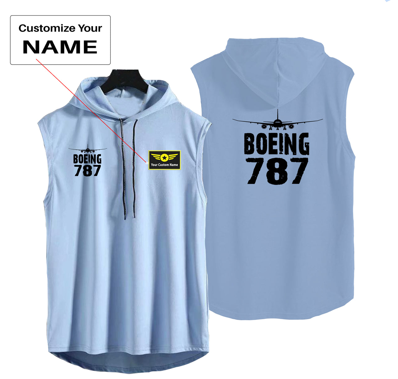 Boeing 787 & Plane Designed Hooded Tank Tops