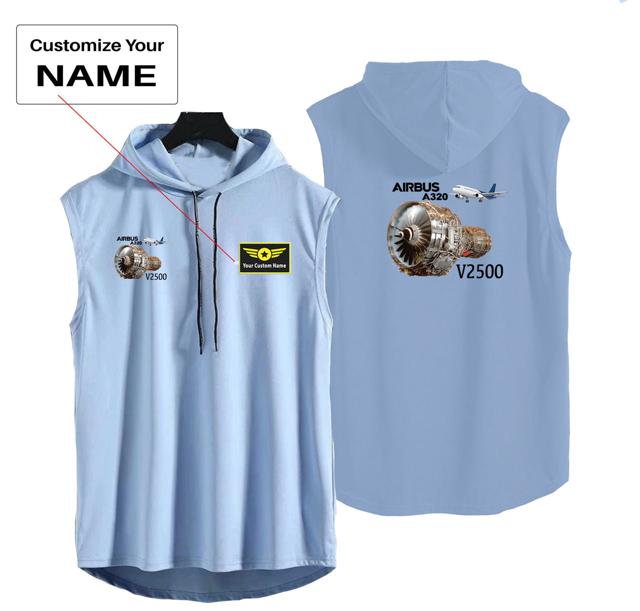 Airbus A320 & V2500 Engine Designed Hooded Tank Tops