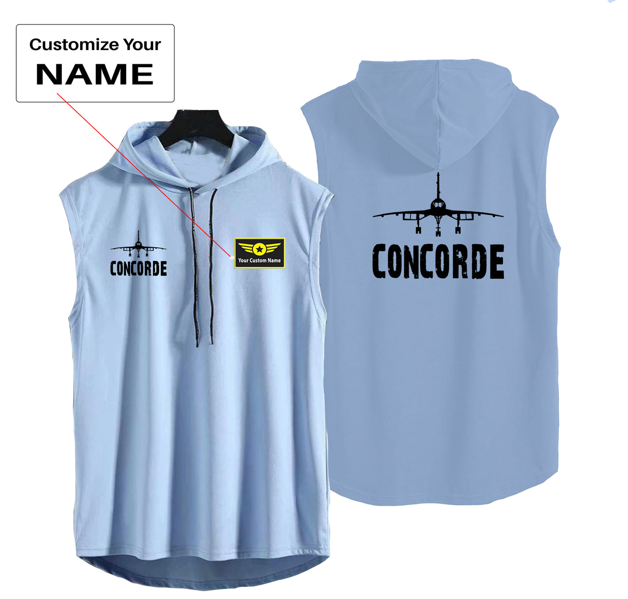 Concorde & Plane Designed Hooded Tank Tops
