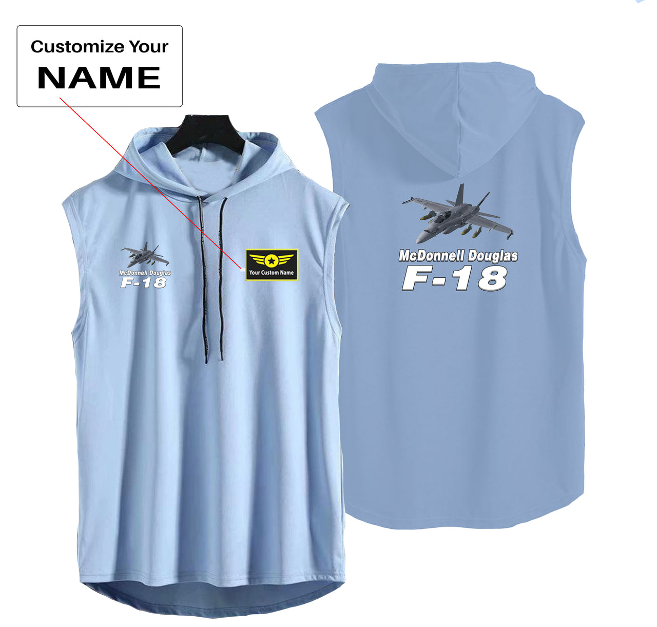 The McDonnell Douglas F18 Designed Hooded Tank Tops