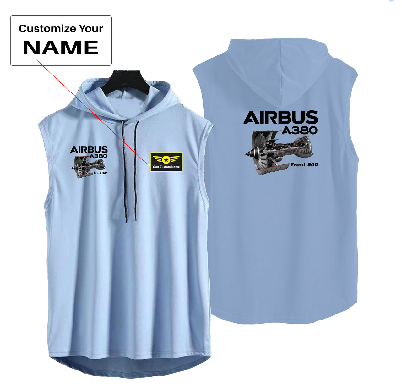 Airbus A380 & Trent 900 Engine Designed Hooded Tank Tops