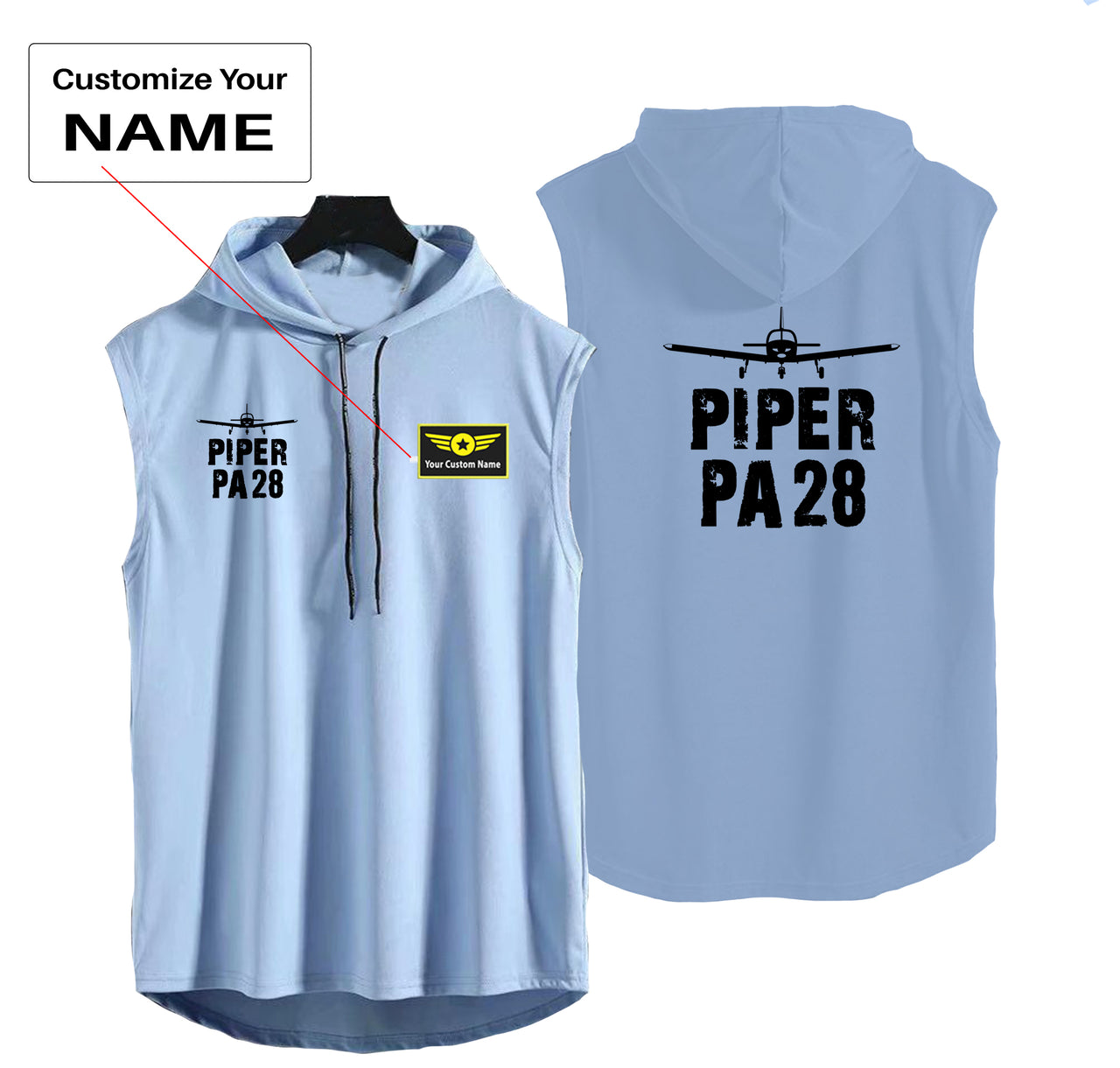 Piper PA28 & Plane Designed Hooded Tank Tops