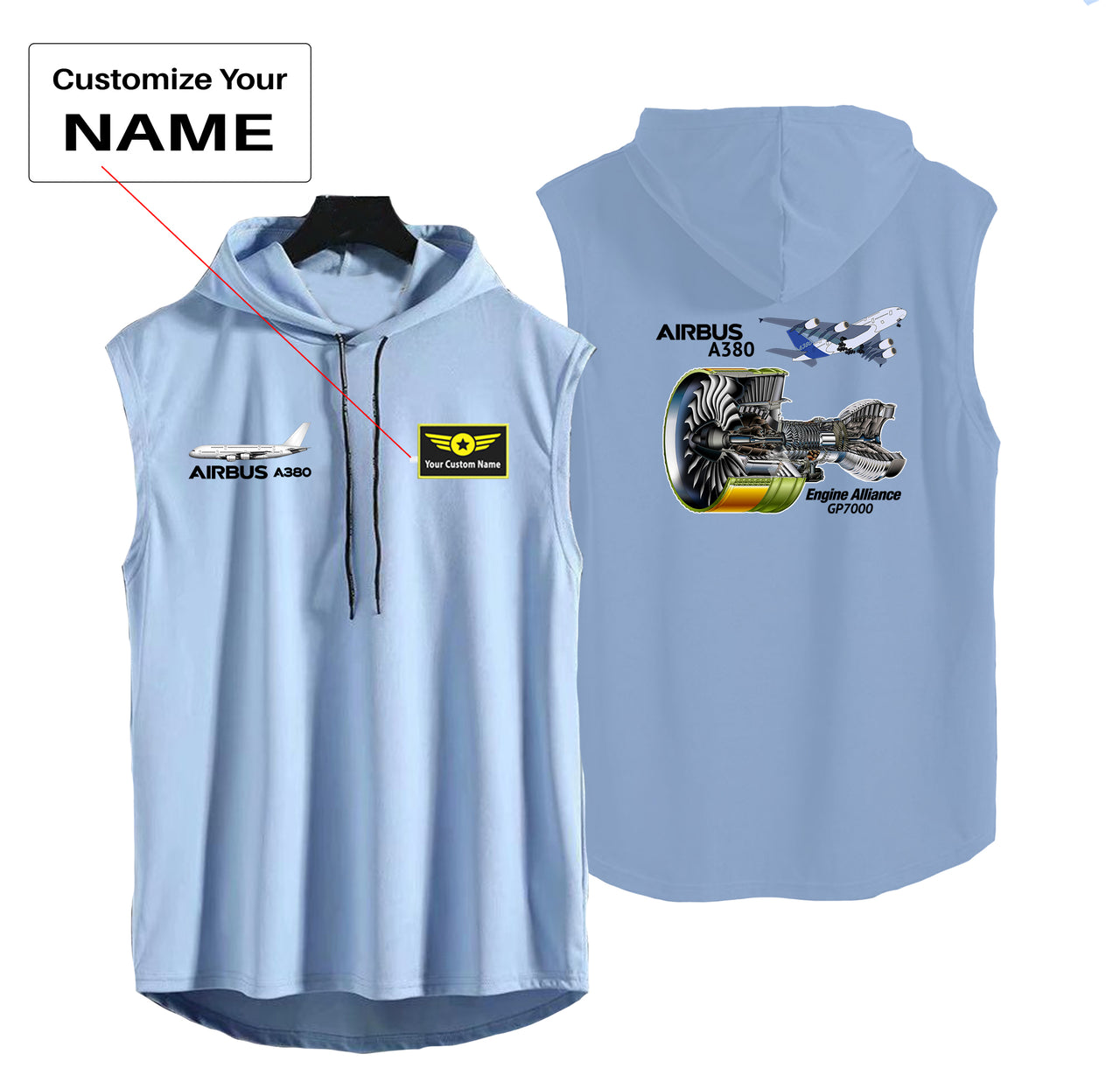 Airbus A380 & GP7000 Engine Designed Hooded Tank Tops