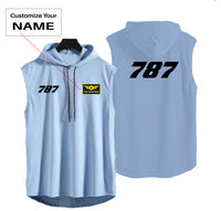 Thumbnail for 787 Flat Text Designed Hooded Tank Tops