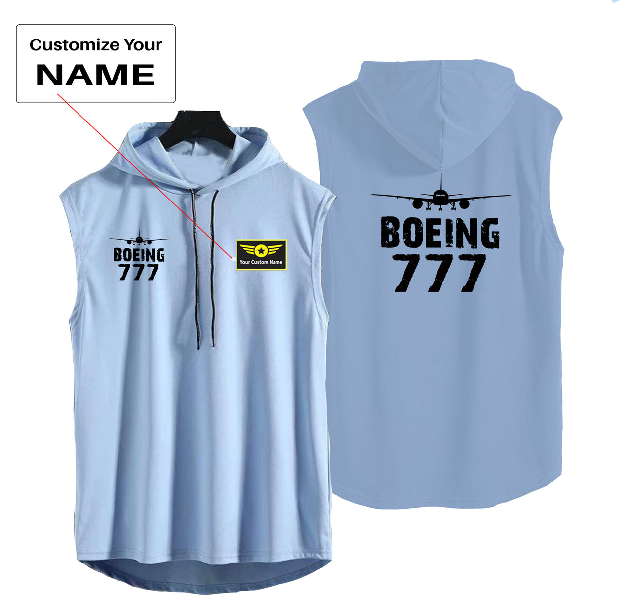 Boeing 777 & Plane Designed Hooded Tank Tops