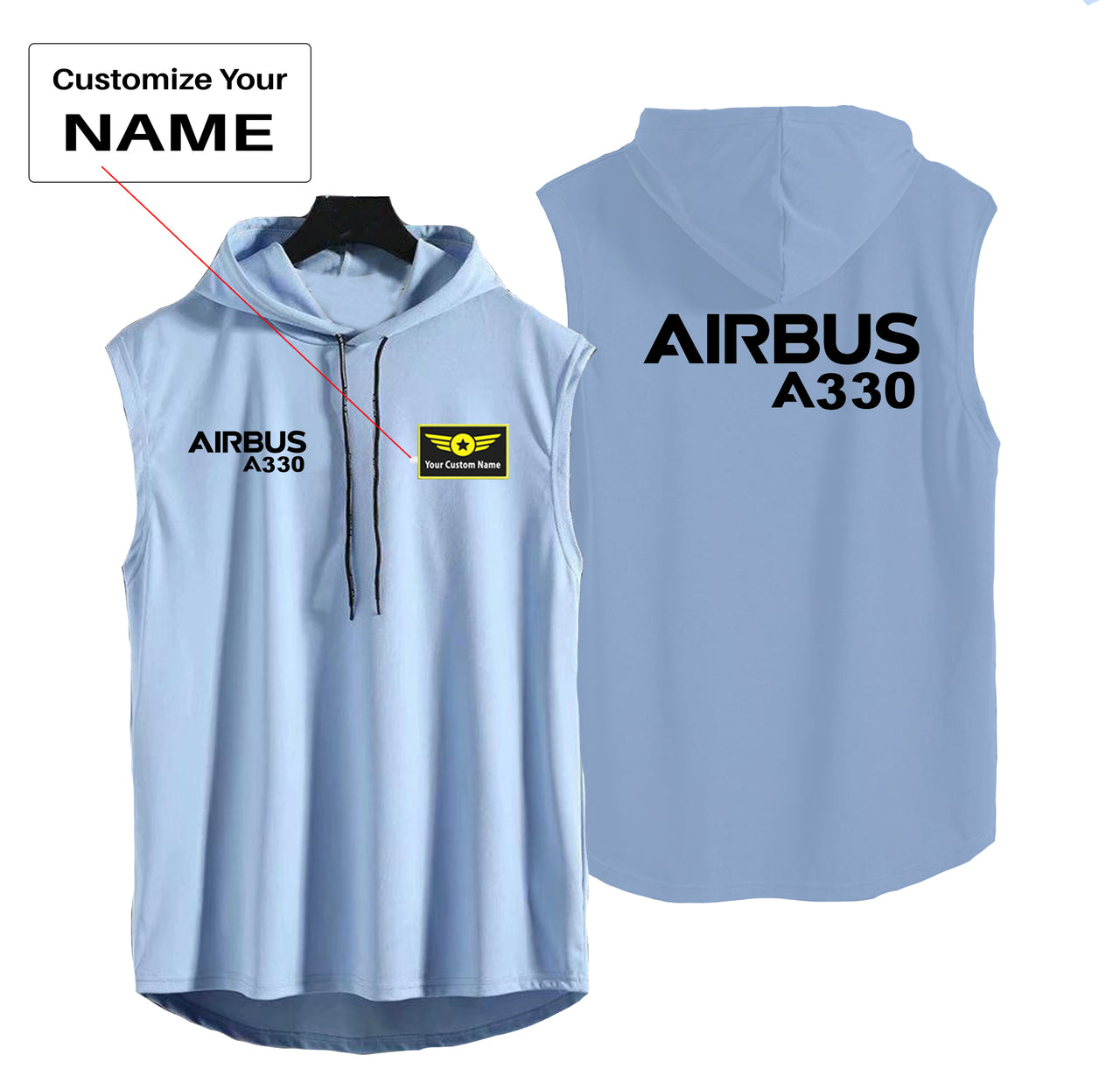 Airbus A330 & Text Designed Hooded Tank Tops