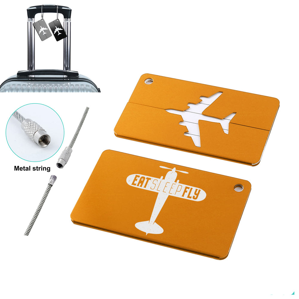 Eat Sleep Fly & Propeller Designed Aluminum Luggage Tags
