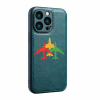 Thumbnail for Colourful 3 Airplanes Designed Leather iPhone Cases
