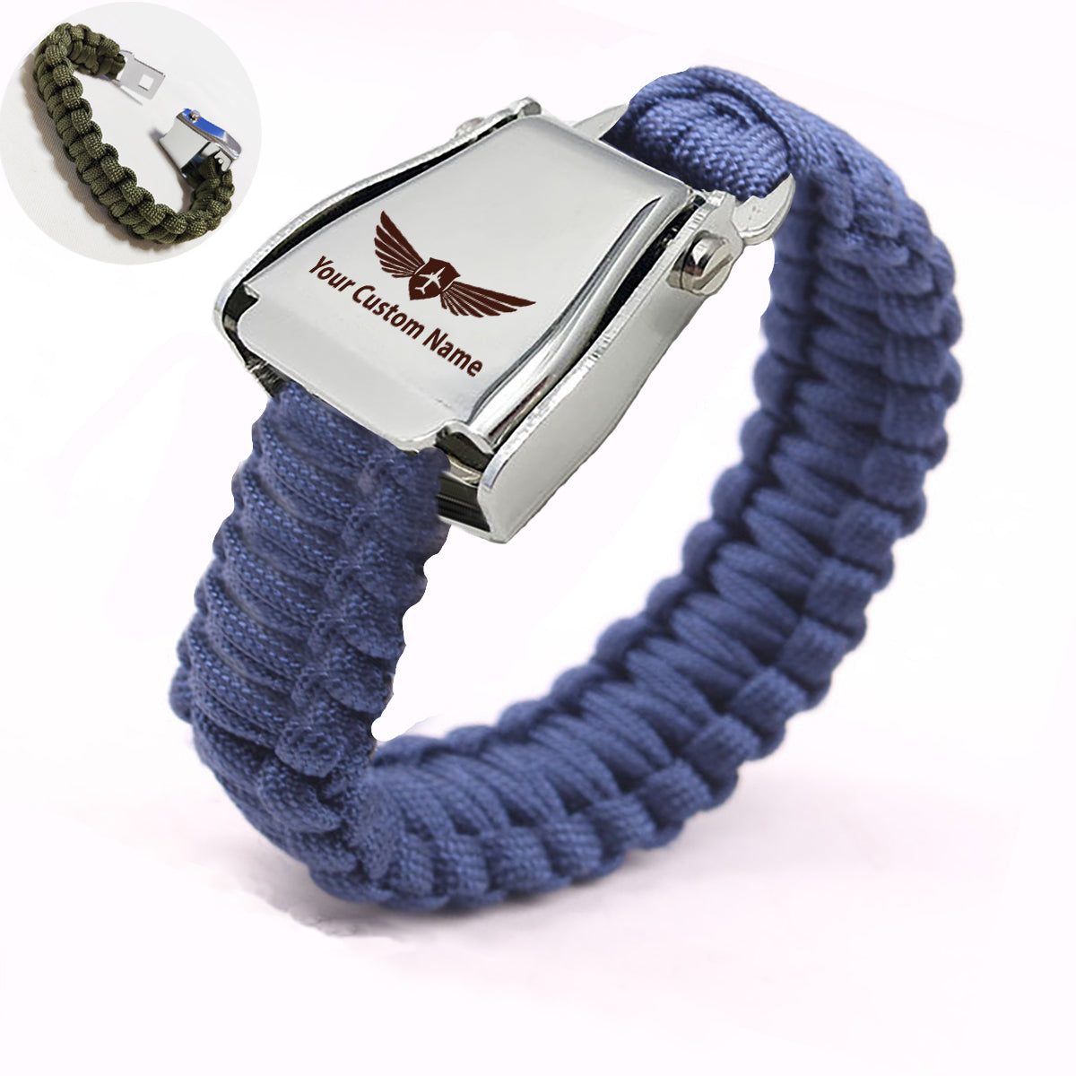 Custom Name (Badge 2) Design Airplane Seat Belt Bracelet