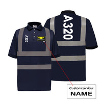 Thumbnail for A320 Text Designed Reflective Polo T-Shirts