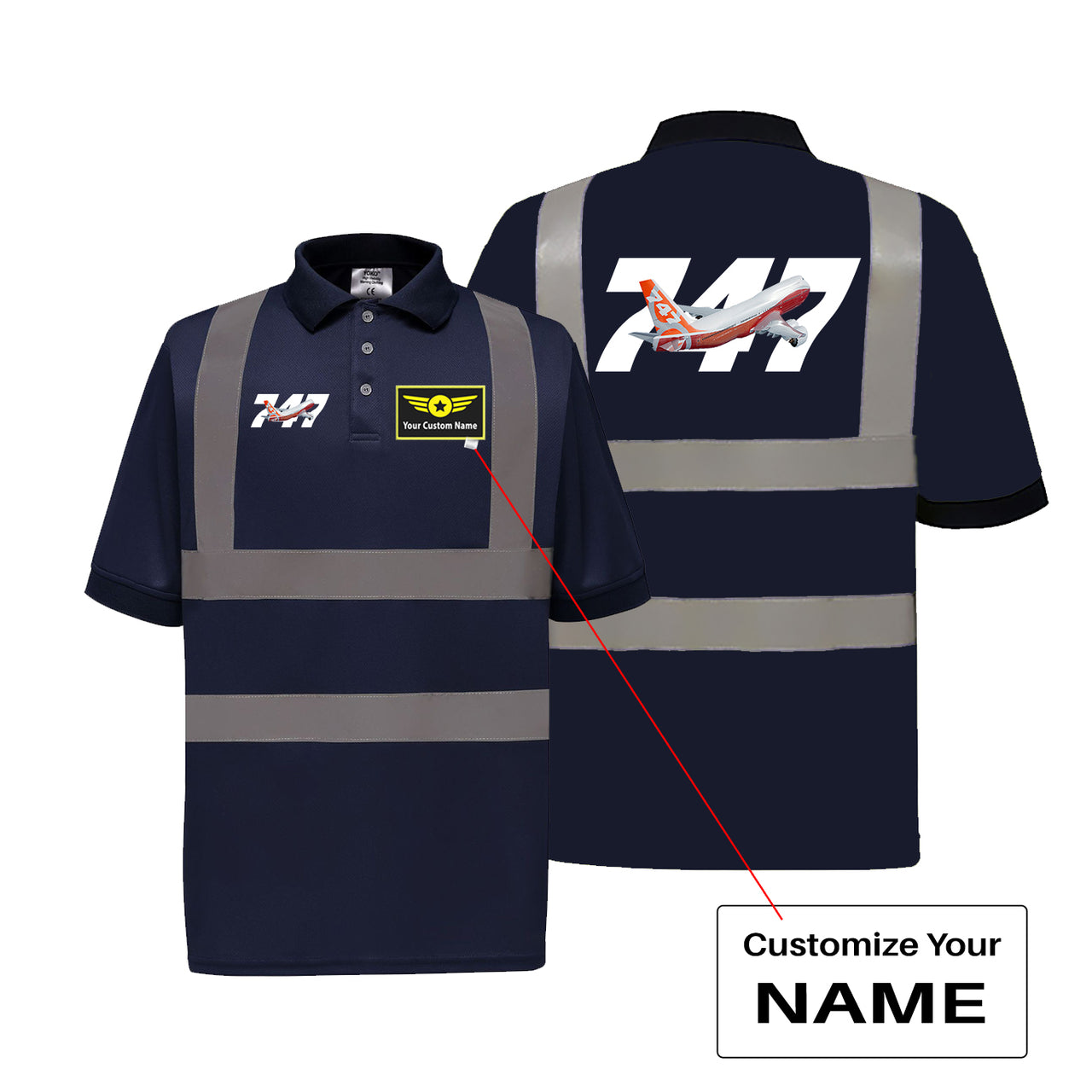 Super Boeing 747 Intercontinental Designed Reflective Polo T-Shirts