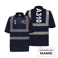 Thumbnail for A310 Text Designed Reflective Polo T-Shirts