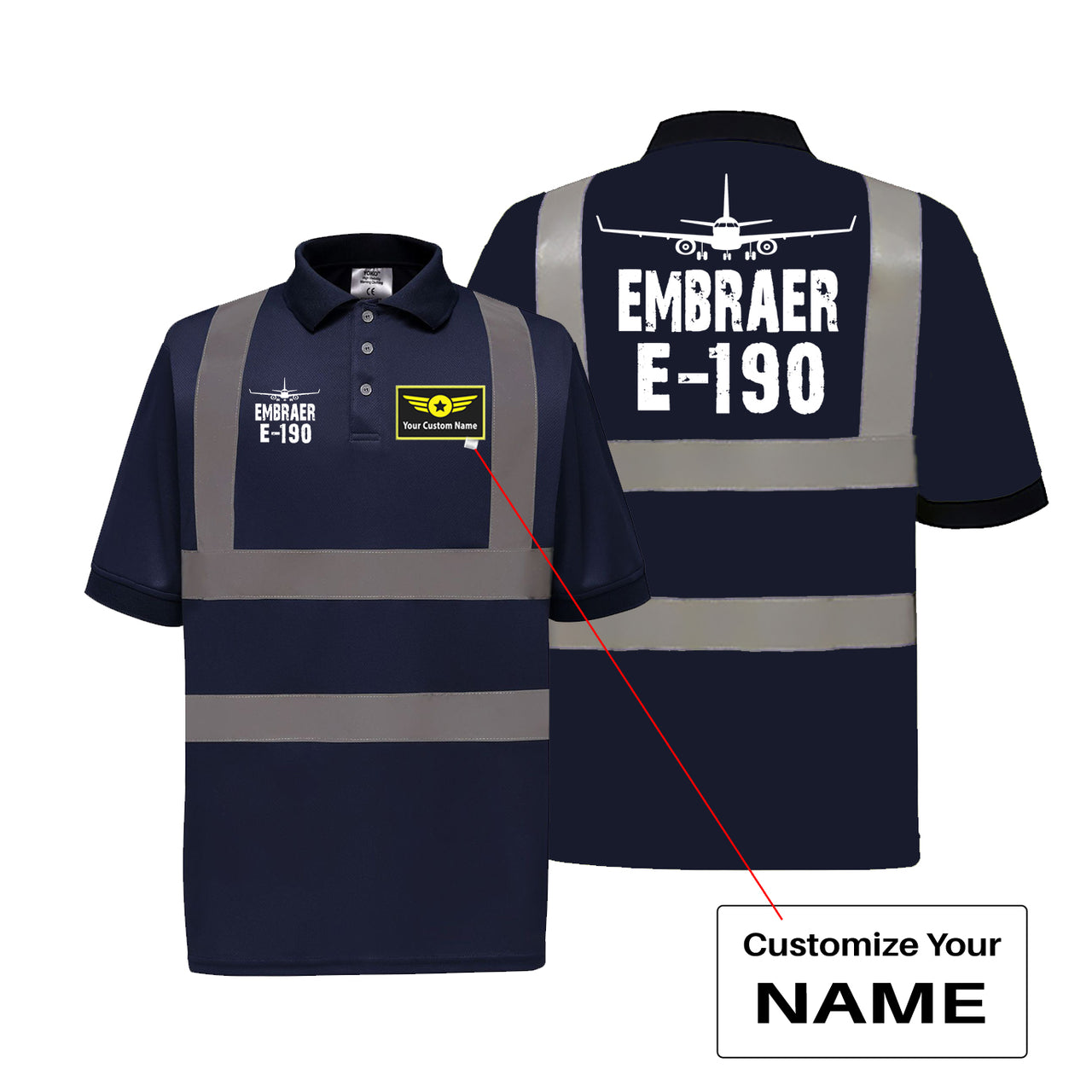 Embraer E-190 & Plane Designed Reflective Polo T-Shirts