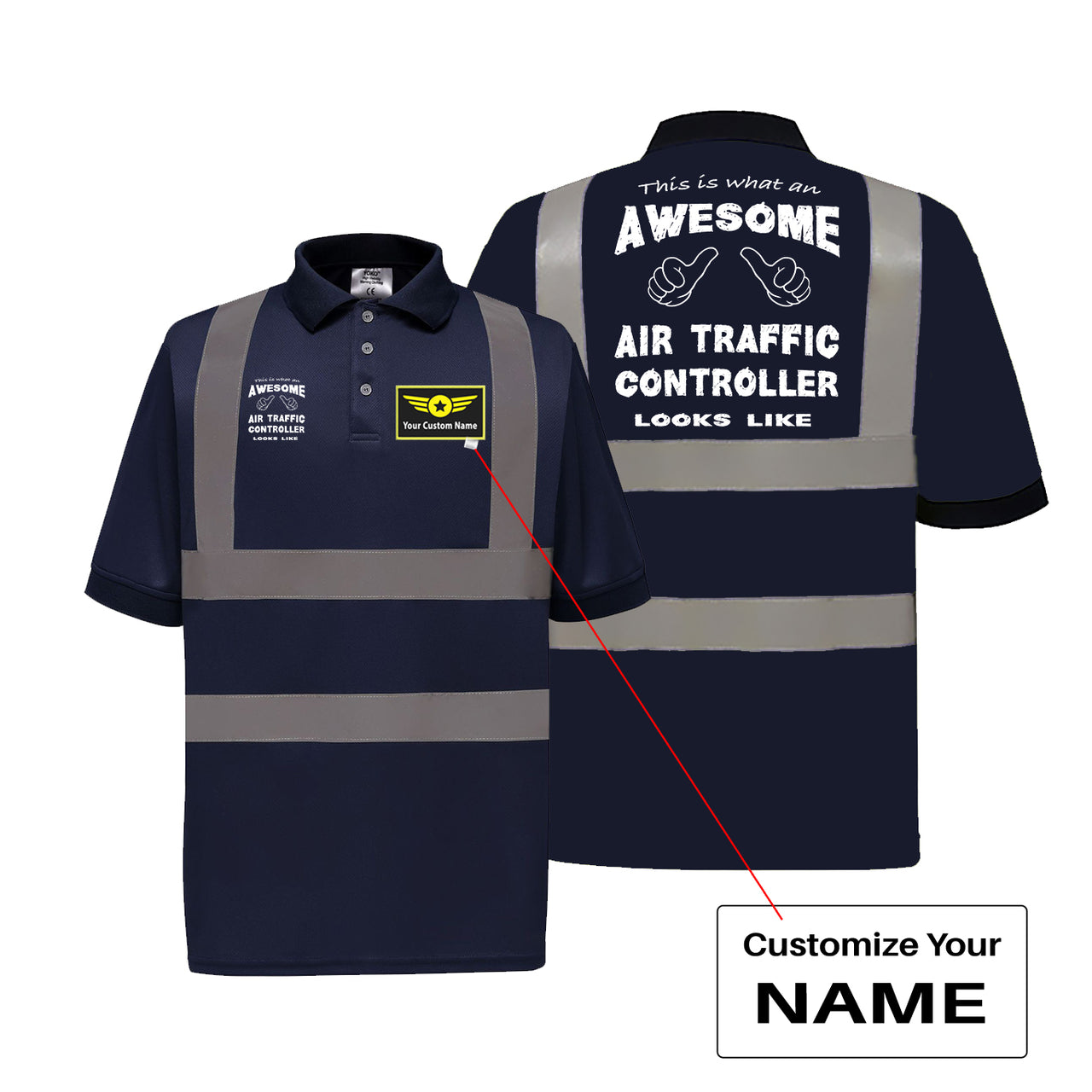 Air Traffic Controller Designed Reflective Polo T-Shirts
