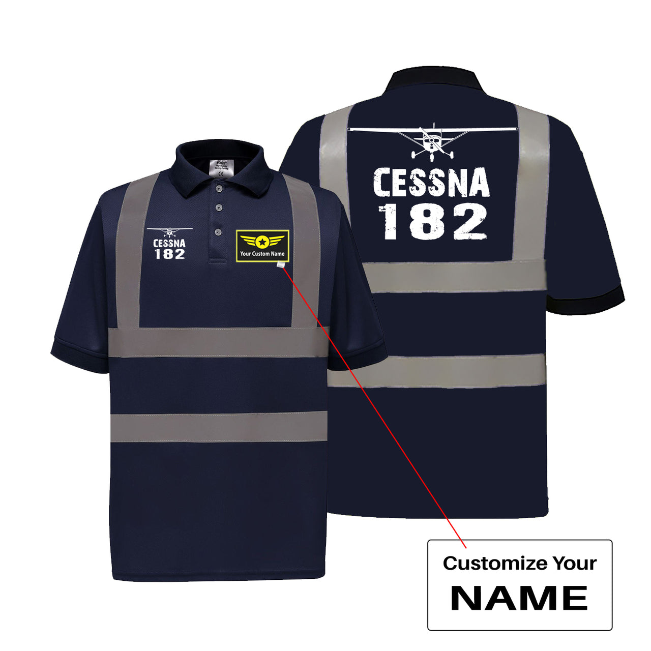 Cessna 182 & Plane Designed Reflective Polo T-Shirts