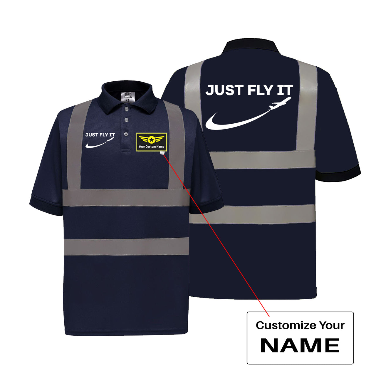 Just Fly It 2 Designed Reflective Polo T-Shirts