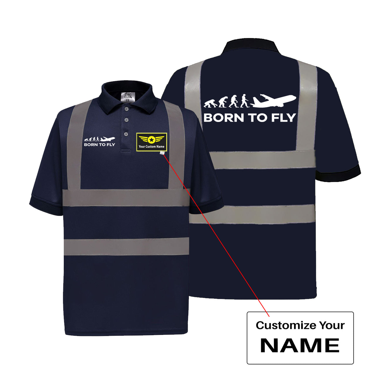 Born To Fly Designed Reflective Polo T-Shirts