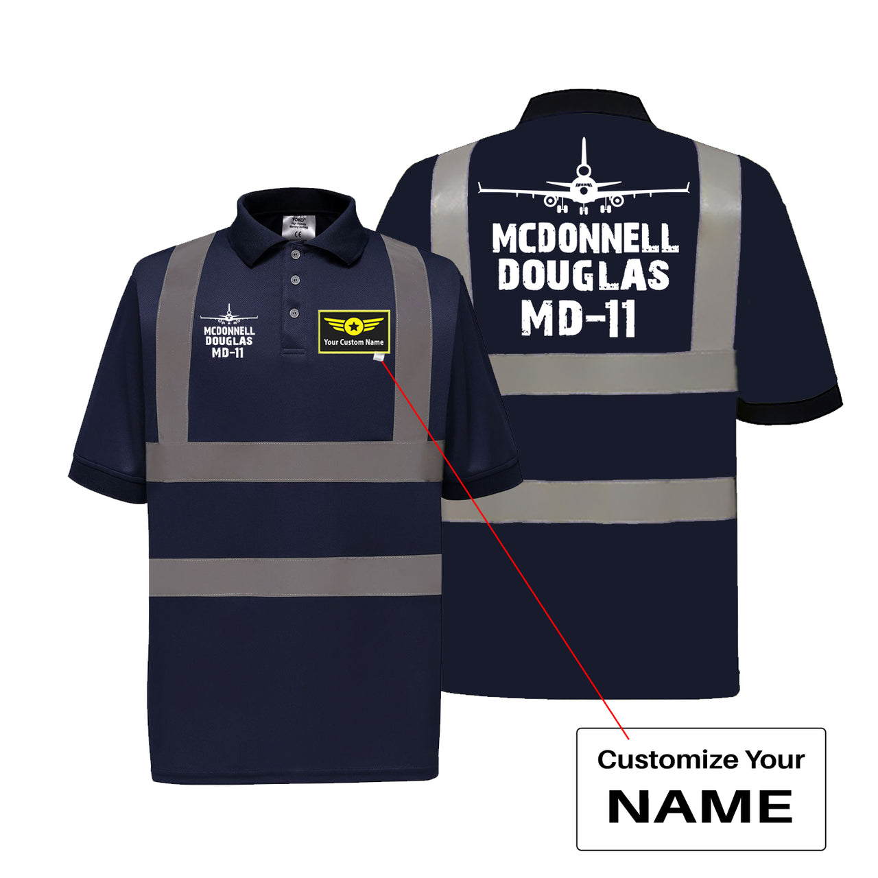 McDonnell Douglas MD-11 & Plane Designed Reflective Polo T-Shirts