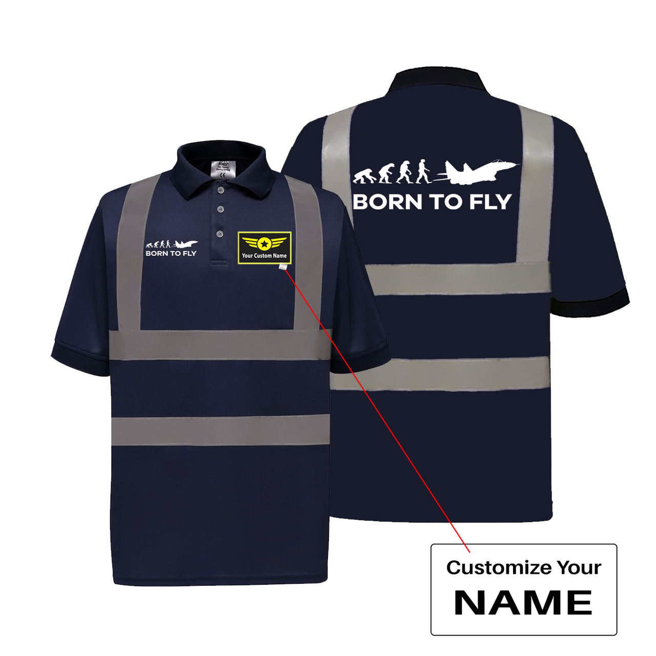 Born To Fly Military Designed Reflective Polo T-Shirts