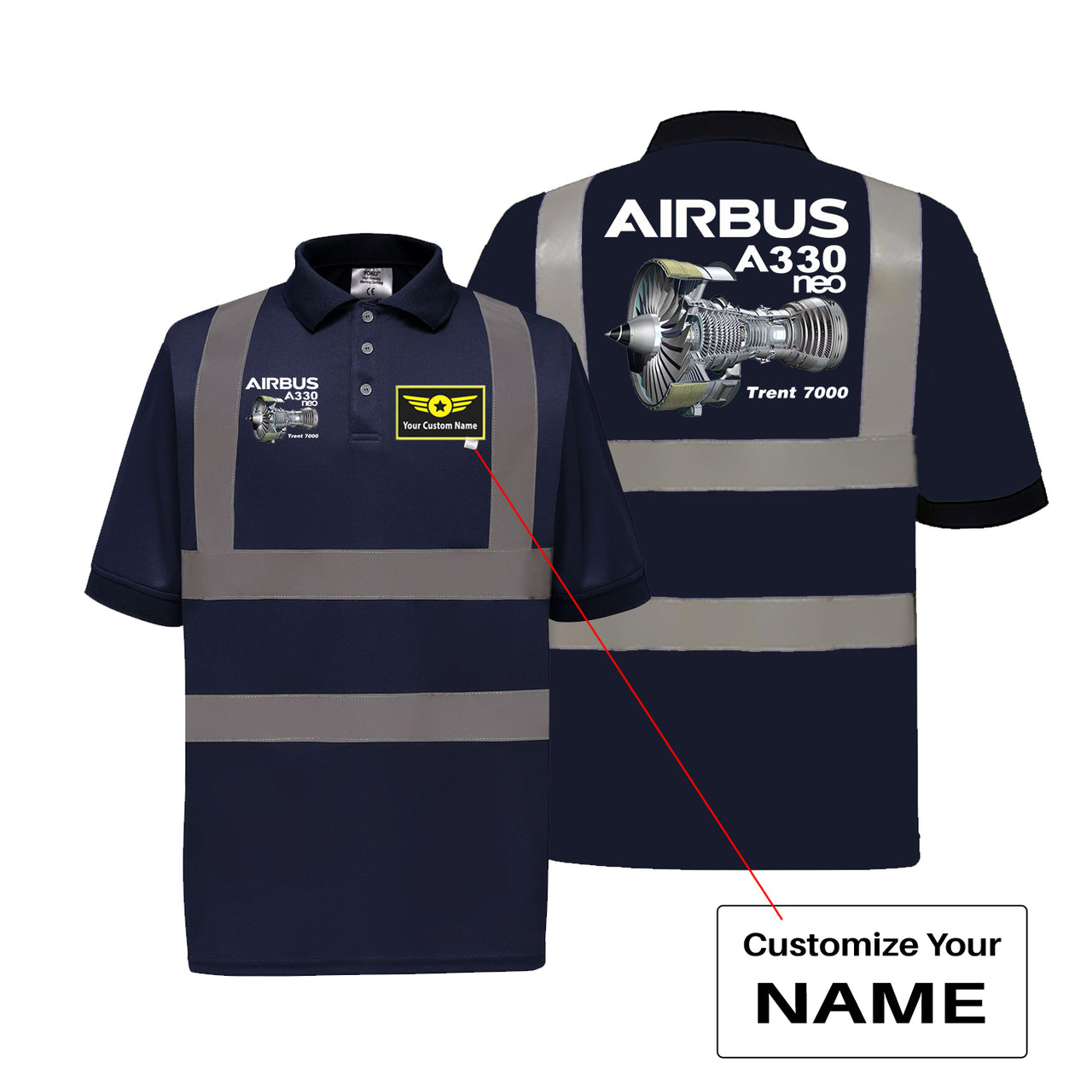 Airbus A330neo & Trent 7000 Designed Reflective Polo T-Shirts